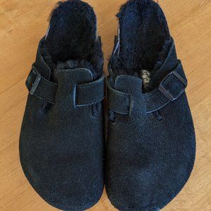 Black Birkenstock Boston Shearling Suede
